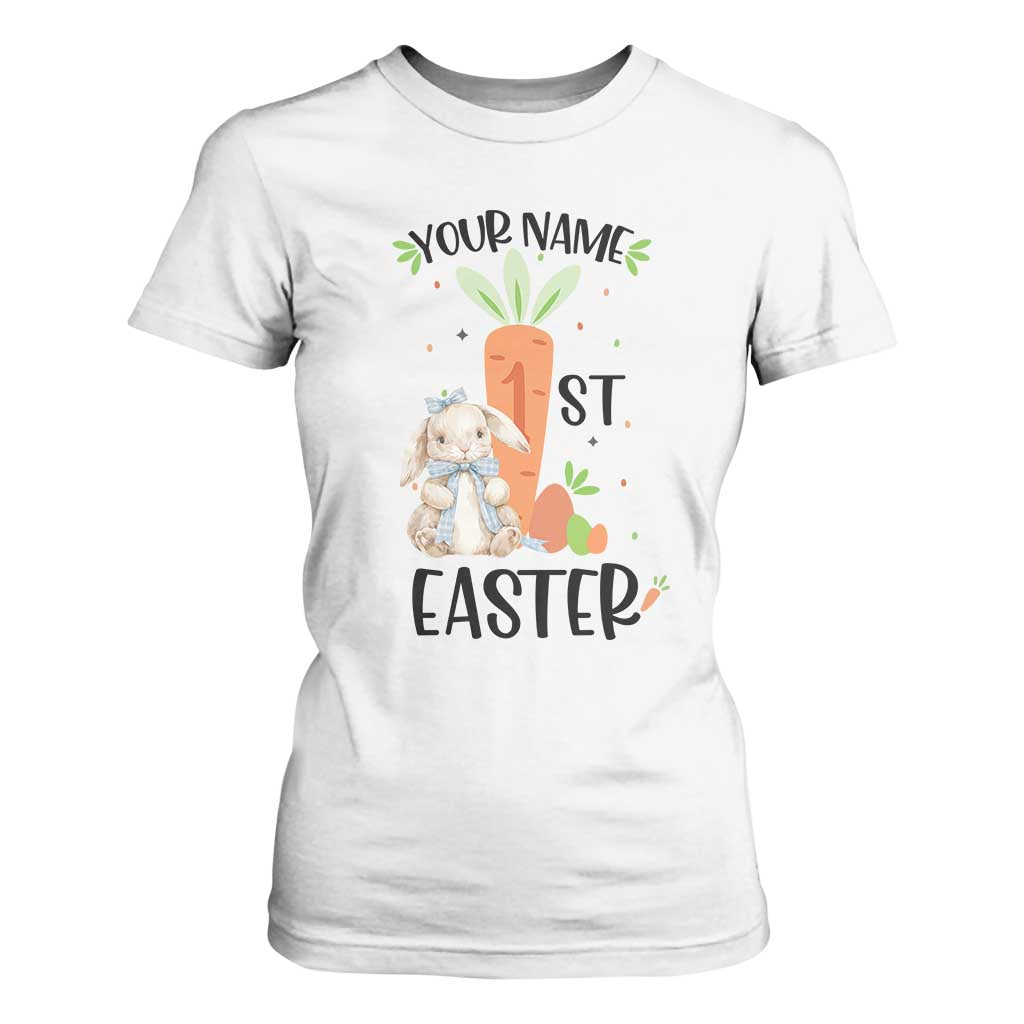 Personalized Easter Day T Shirt For Women Custom Text 1st Easter Cute Bunny Carrot TS11 White Print Your Wear