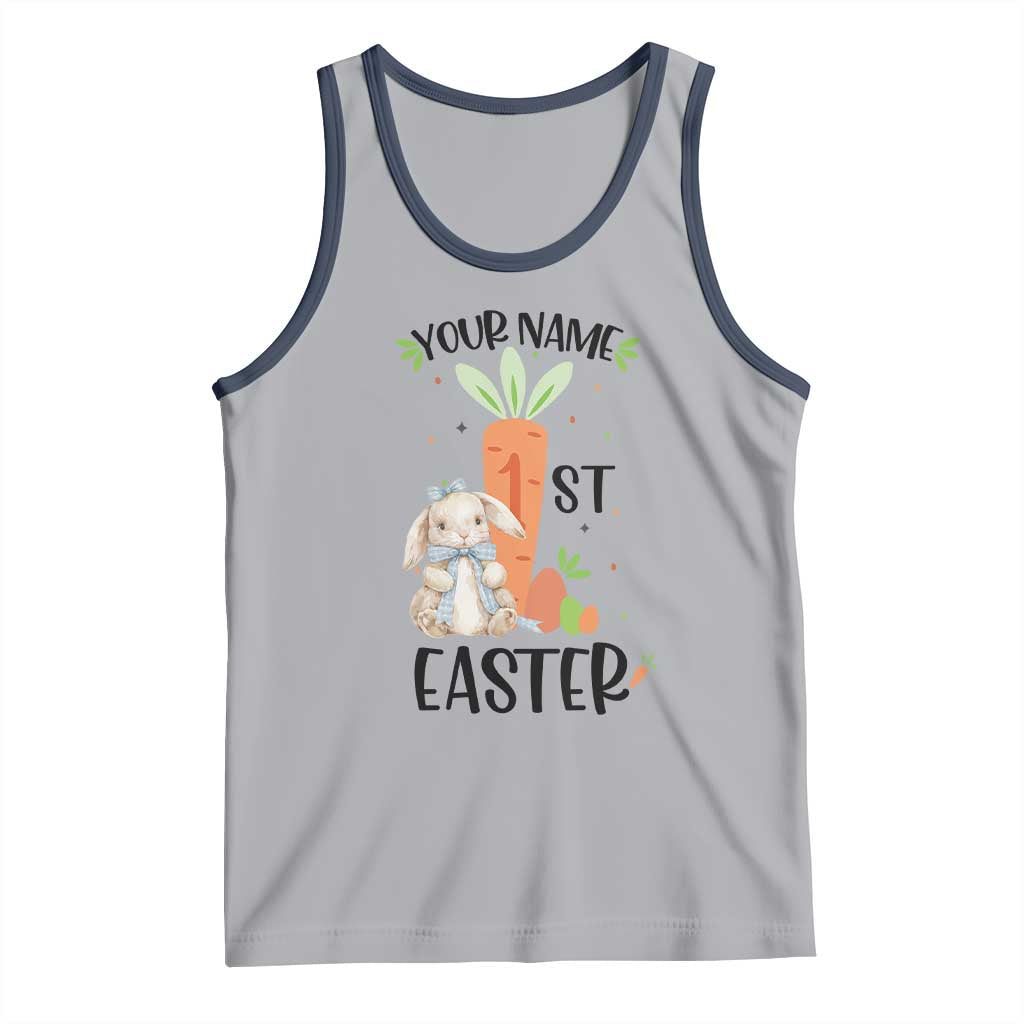 Personalized Easter Day Tank Top Custom Text 1st Easter Cute Bunny Carrot TS11 Athletic Heather Navy Print Your Wear