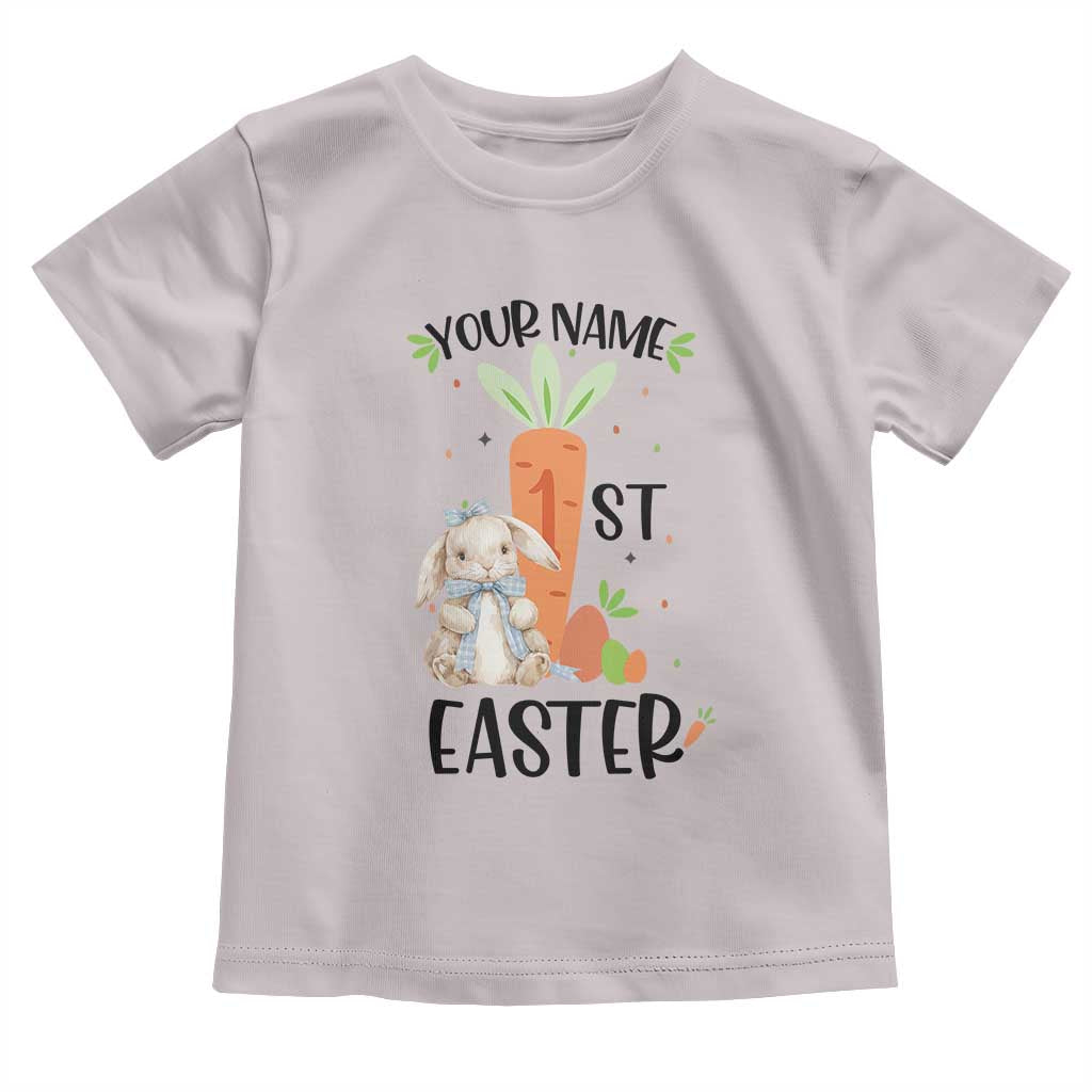 Personalized Easter Day Toddler T Shirt Custom Text 1st Easter Cute Bunny Carrot TS11 Ice Gray Print Your Wear