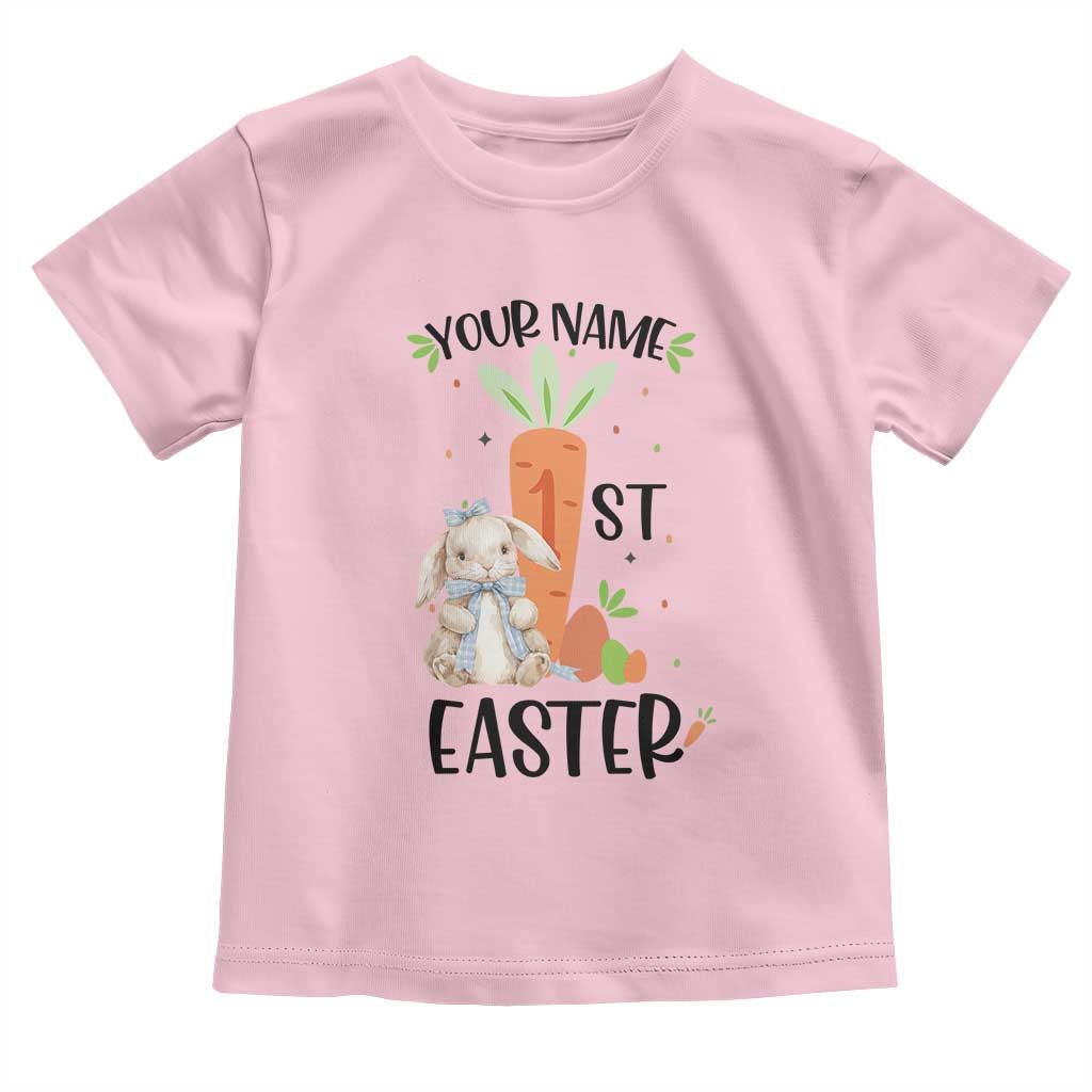 Personalized Easter Day Toddler T Shirt Custom Text 1st Easter Cute Bunny Carrot TS11 Light Pink Print Your Wear