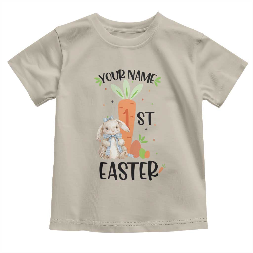 Personalized Easter Day Toddler T Shirt Custom Text 1st Easter Cute Bunny Carrot TS11 Sand Print Your Wear