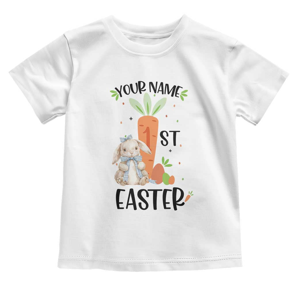 Personalized Easter Day Toddler T Shirt Custom Text 1st Easter Cute Bunny Carrot TS11 White Print Your Wear