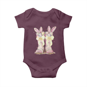 Funny Easter Day Cowgirl Egg Cowboy Boots Baby Onesie TS11 Maroon Print Your Wear
