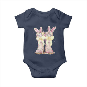 Funny Easter Day Cowgirl Egg Cowboy Boots Baby Onesie TS11 Navy Print Your Wear