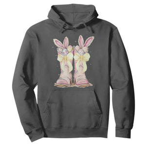 Funny Easter Day Cowgirl Egg Cowboy Boots Hoodie TS11 Dark Heather Print Your Wear