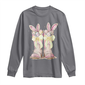 Funny Easter Day Cowgirl Egg Cowboy Boots Long Sleeve Shirt TS11 Charcoal Print Your Wear