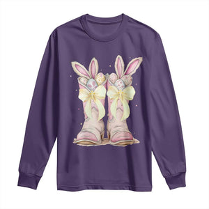 Funny Easter Day Cowgirl Egg Cowboy Boots Long Sleeve Shirt TS11 Purple Print Your Wear
