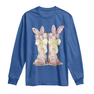 Funny Easter Day Cowgirl Egg Cowboy Boots Long Sleeve Shirt TS11 Royal Blue Print Your Wear