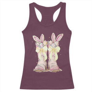 Funny Easter Day Cowgirl Egg Cowboy Boots Racerback Tank Top TS11 Maroon Print Your Wear