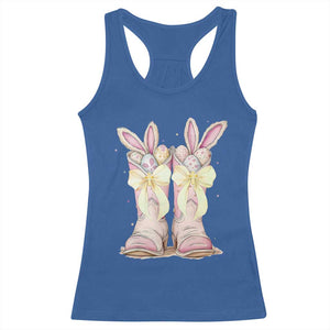 Funny Easter Day Cowgirl Egg Cowboy Boots Racerback Tank Top TS11 Royal Blue Print Your Wear
