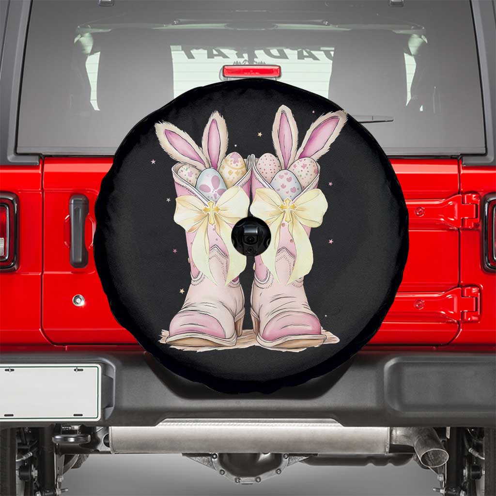 Funny Easter Day Cowgirl Egg Cowboy Boots Spare Tire Cover TS11 Black Print Your Wear