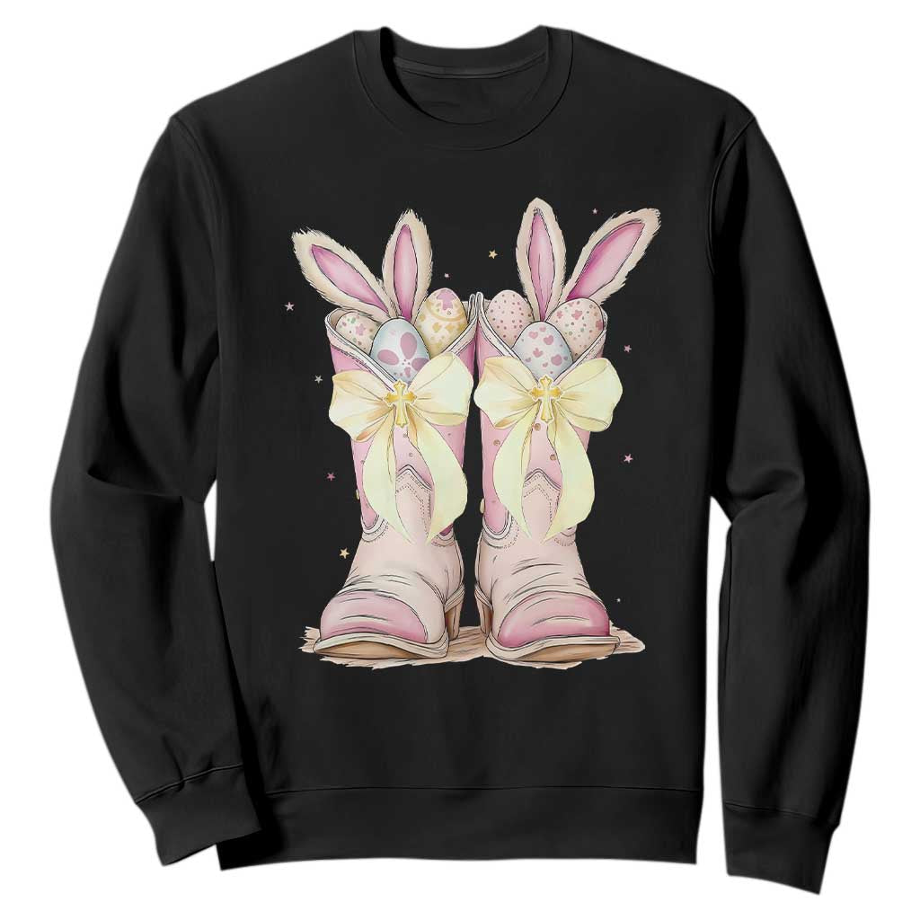 Funny Easter Day Cowgirl Egg Cowboy Boots Sweatshirt TS11 Black Print Your Wear