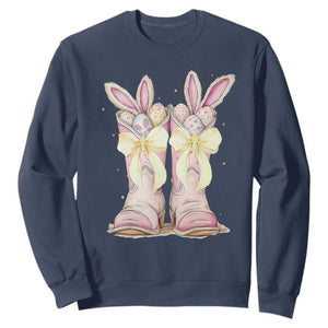 Funny Easter Day Cowgirl Egg Cowboy Boots Sweatshirt TS11 Navy Print Your Wear