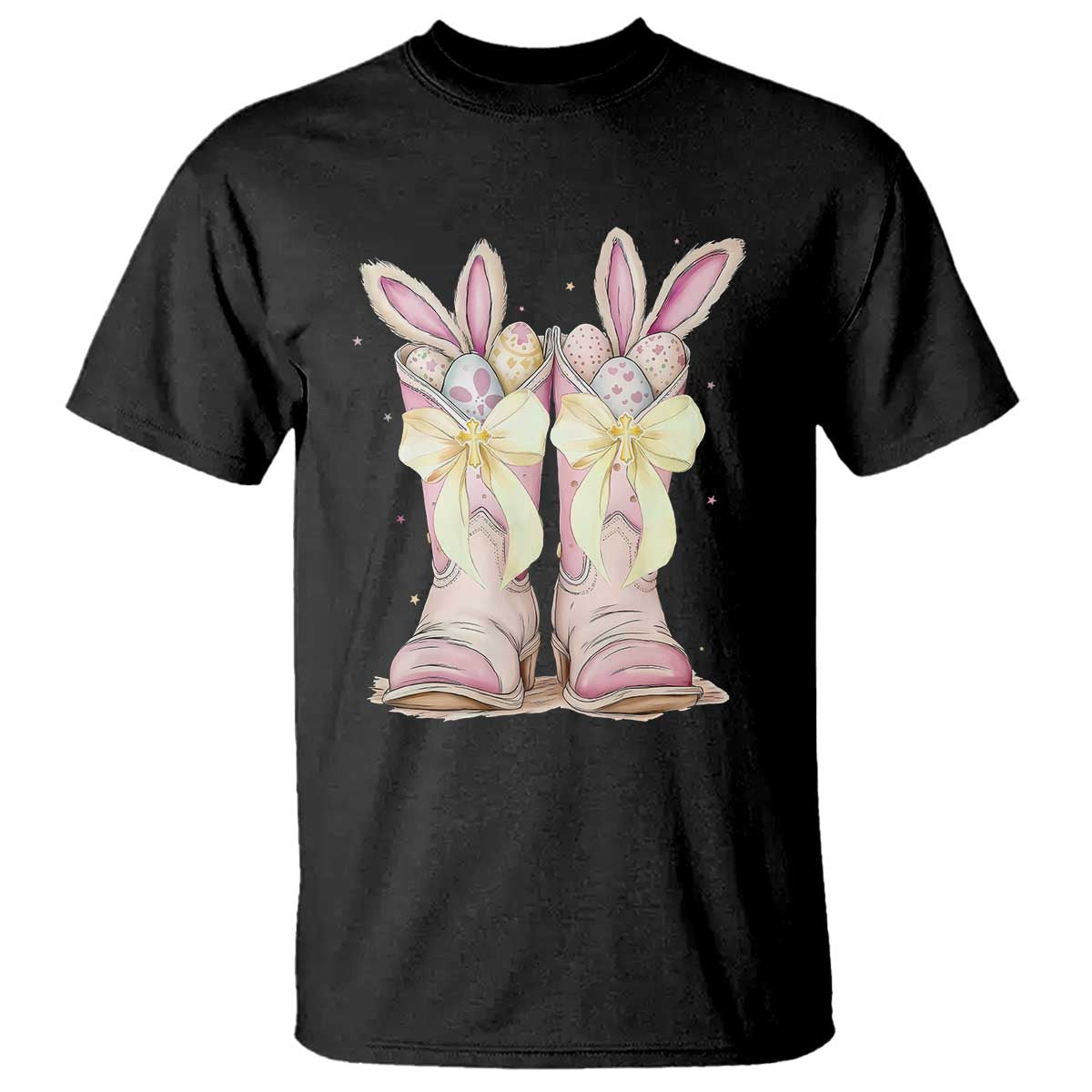 Funny Easter Day Cowgirl Egg Cowboy Boots T Shirt TS11 Black Print Your Wear