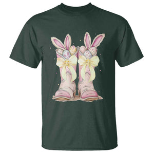 Funny Easter Day Cowgirl Egg Cowboy Boots T Shirt TS11 Dark Forest Green Print Your Wear