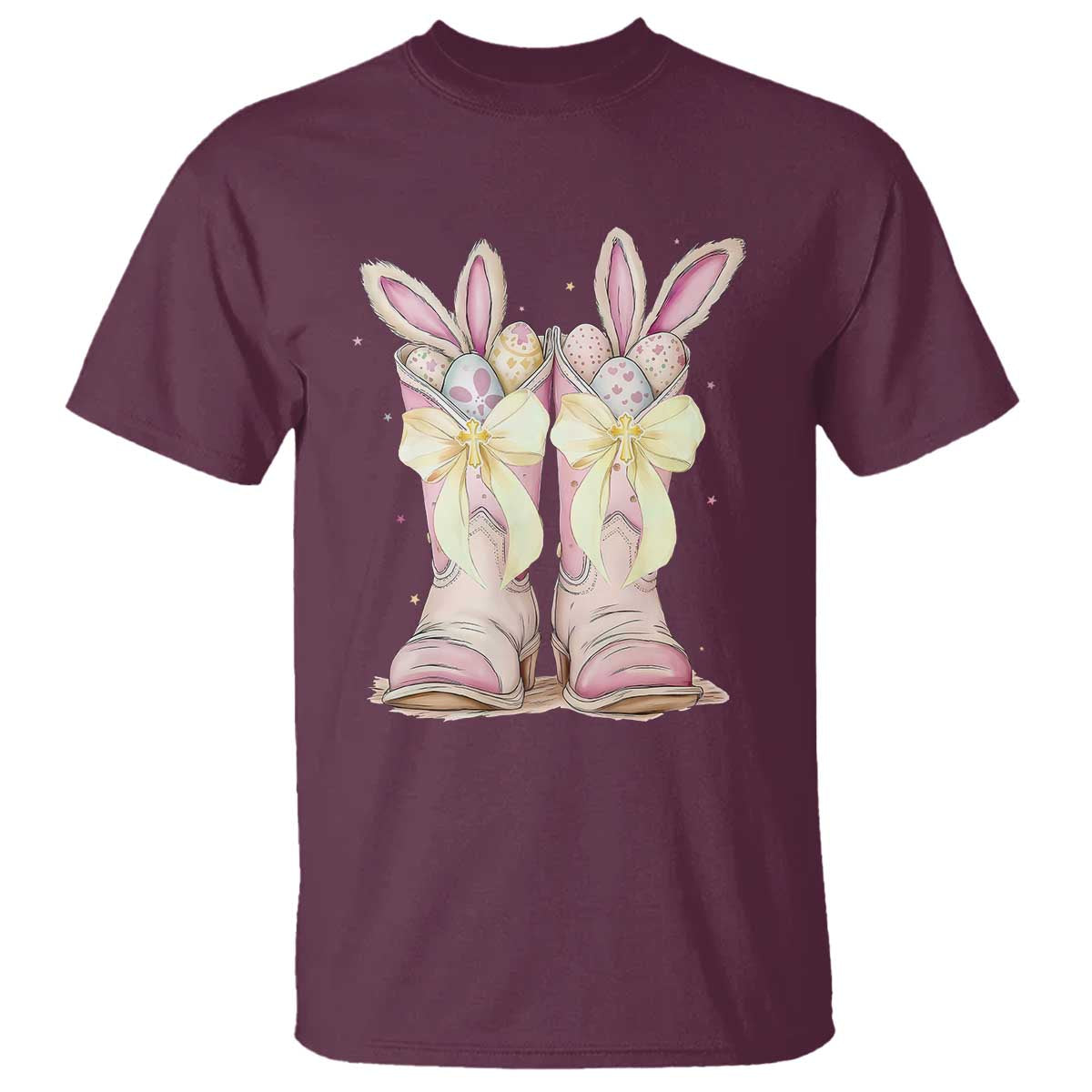 Funny Easter Day Cowgirl Egg Cowboy Boots T Shirt TS11 Maroon Print Your Wear