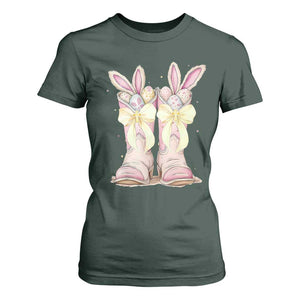 Funny Easter Day Cowgirl Egg Cowboy Boots T Shirt For Women TS11 Dark Forest Green Print Your Wear