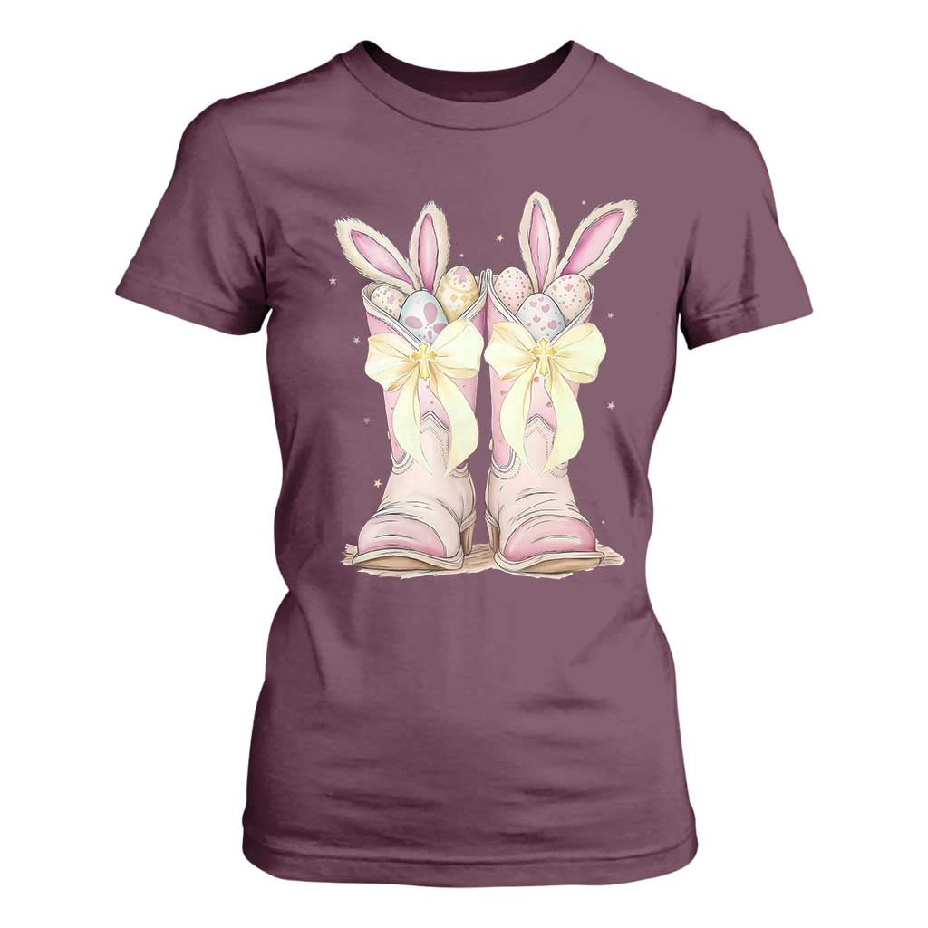 Funny Easter Day Cowgirl Egg Cowboy Boots T Shirt For Women TS11 Maroon Print Your Wear
