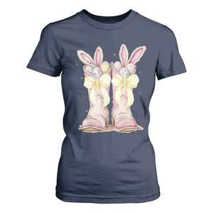 Funny Easter Day Cowgirl Egg Cowboy Boots T Shirt For Women TS11 Navy Print Your Wear