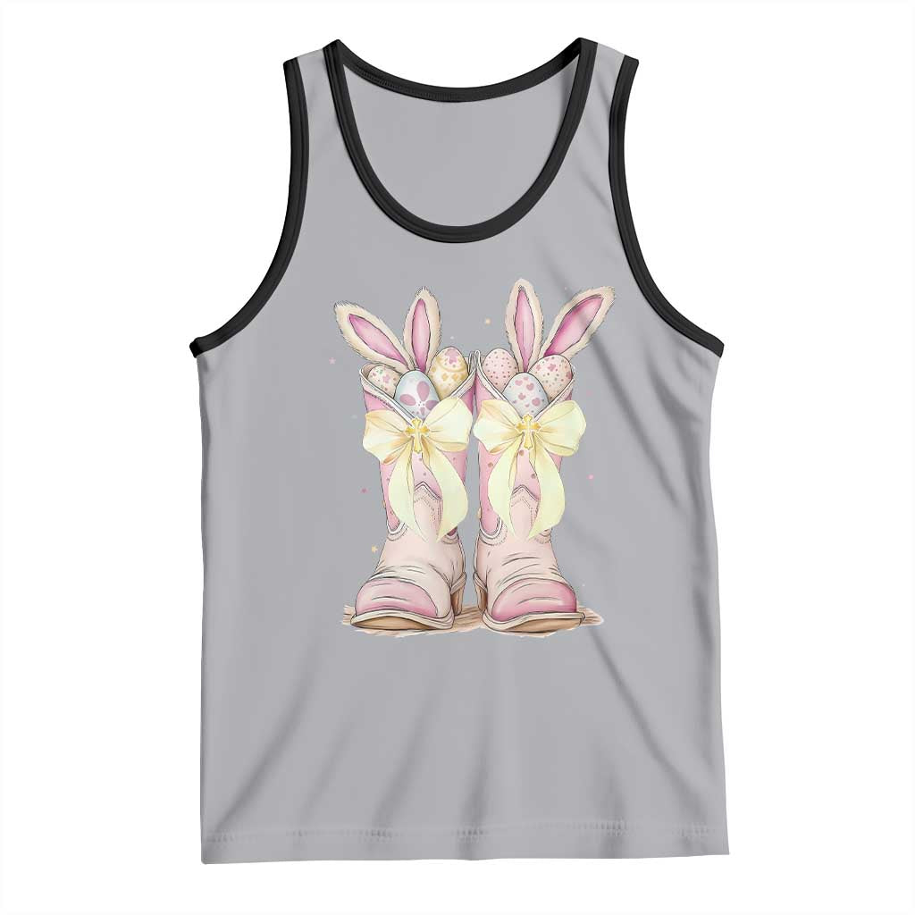 Funny Easter Day Cowgirl Egg Cowboy Boots Tank Top TS11 Athletic Heather Black Print Your Wear