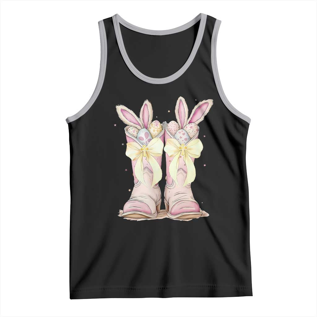 Funny Easter Day Cowgirl Egg Cowboy Boots Tank Top TS11 Black Athletic Heather Print Your Wear