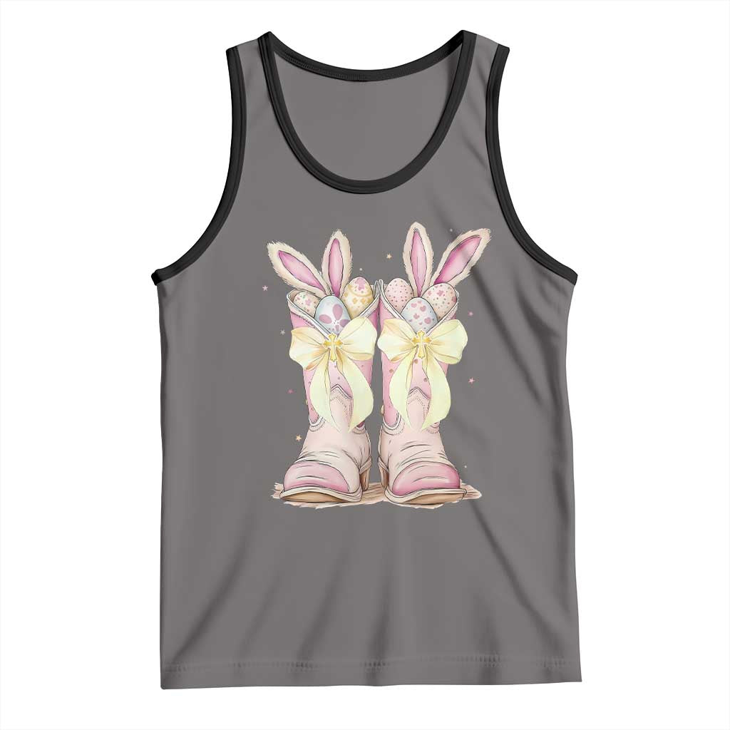 Funny Easter Day Cowgirl Egg Cowboy Boots Tank Top TS11 Deep Heather Black Print Your Wear