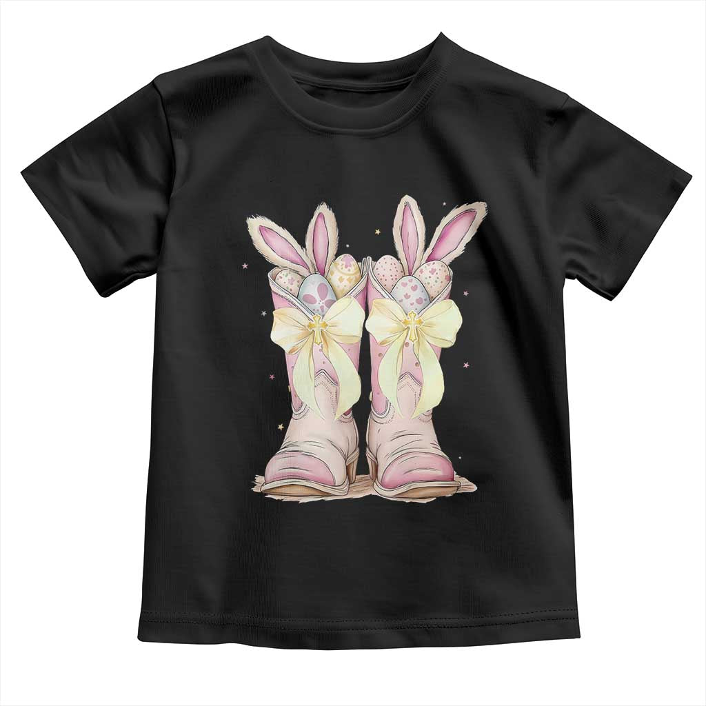 Funny Easter Day Cowgirl Egg Cowboy Boots Toddler T Shirt TS11 Black Print Your Wear
