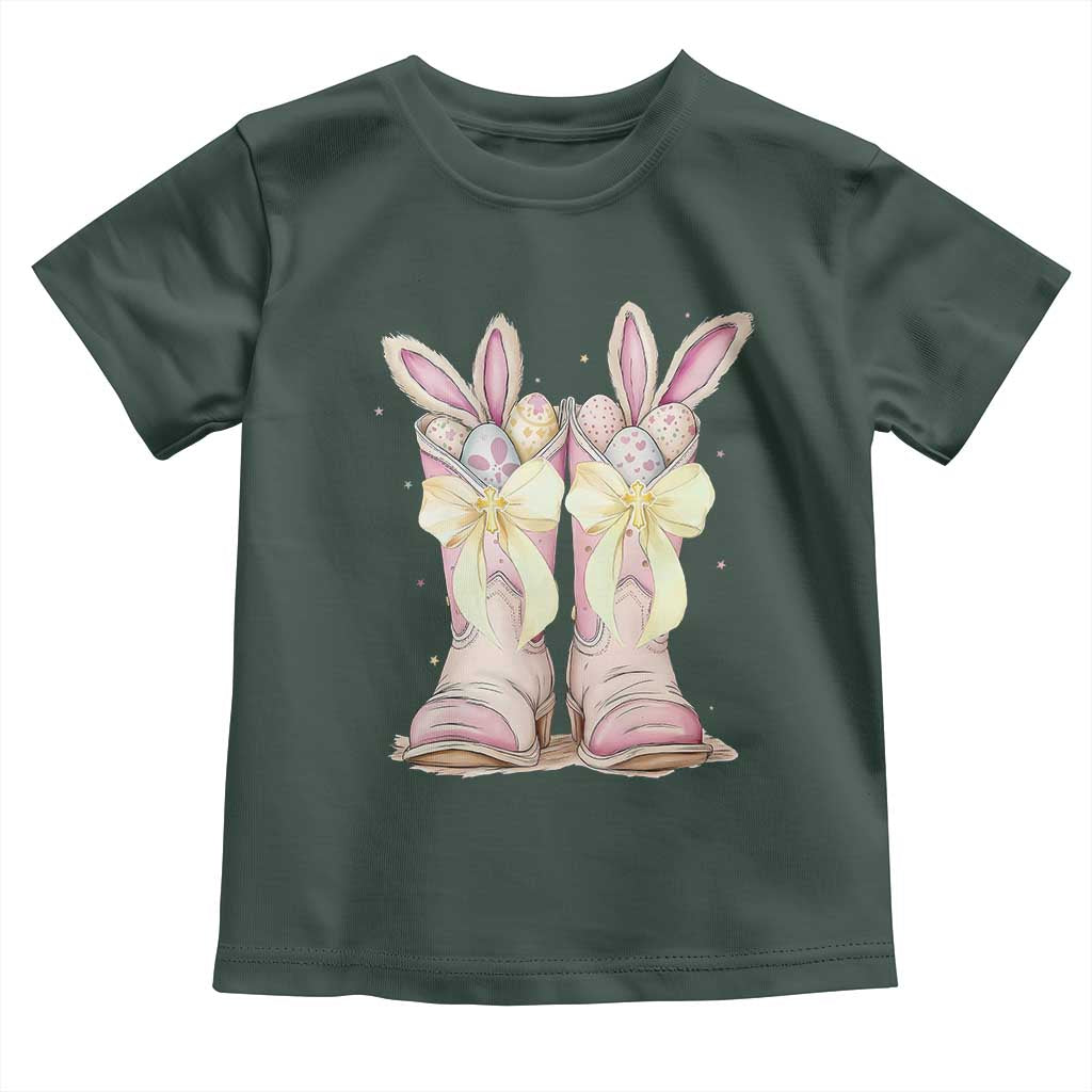 Funny Easter Day Cowgirl Egg Cowboy Boots Toddler T Shirt TS11 Dark Forest Green Print Your Wear