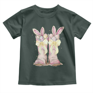 Funny Easter Day Cowgirl Egg Cowboy Boots Toddler T Shirt TS11 Dark Forest Green Print Your Wear