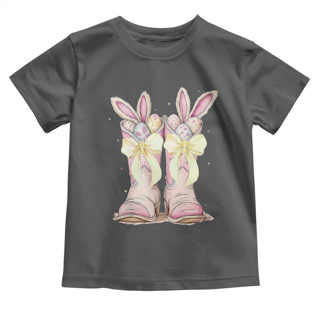 Funny Easter Day Cowgirl Egg Cowboy Boots Toddler T Shirt TS11 Dark Heather Print Your Wear