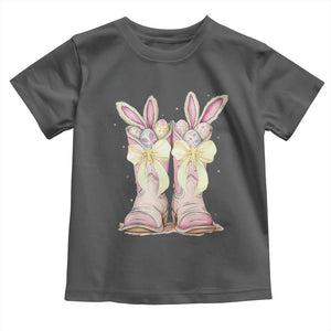 Funny Easter Day Cowgirl Egg Cowboy Boots Toddler T Shirt TS11 Dark Heather Print Your Wear