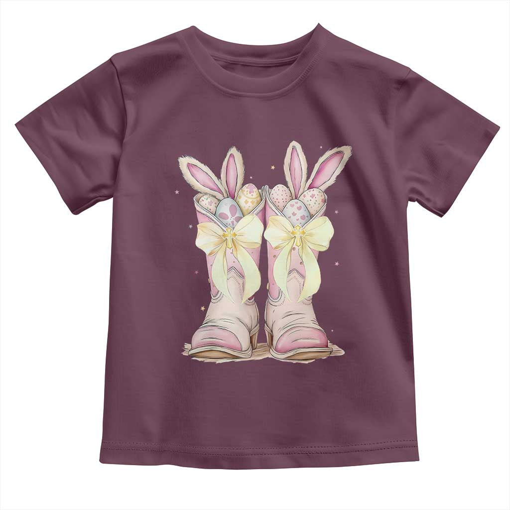 Funny Easter Day Cowgirl Egg Cowboy Boots Toddler T Shirt TS11 Maroon Print Your Wear
