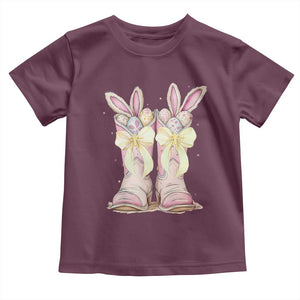 Funny Easter Day Cowgirl Egg Cowboy Boots Toddler T Shirt TS11 Maroon Print Your Wear