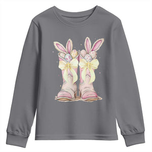 Funny Easter Day Cowgirl Egg Cowboy Boots Youth Sweatshirt TS11 Charcoal Print Your Wear