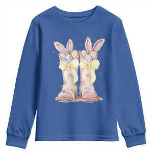Funny Easter Day Cowgirl Egg Cowboy Boots Youth Sweatshirt TS11 Royal Blue Print Your Wear