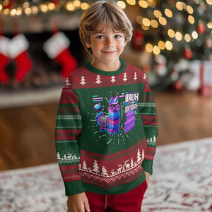 Funny Bruh It's My Birthday Knit Sweatshirt Llama Pinata Gaming Bday TS11 Christmas Print Your Wear