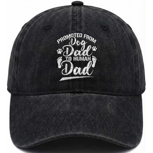 Funny Promoted From Dog Dad To Human Dad Washed Cotton Baseball Cap New Father Paw Father's Day