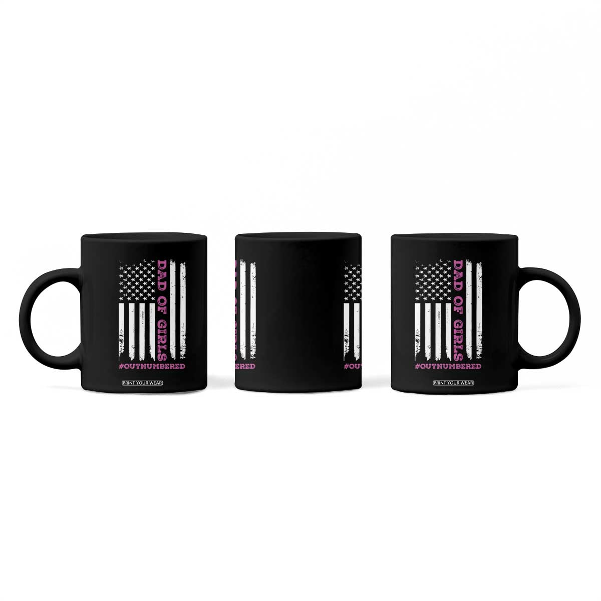 Funny Dad Of Girls Outnumbered Coffee Mug Vintage American Flag Father's Day TS11 Print Your Wear