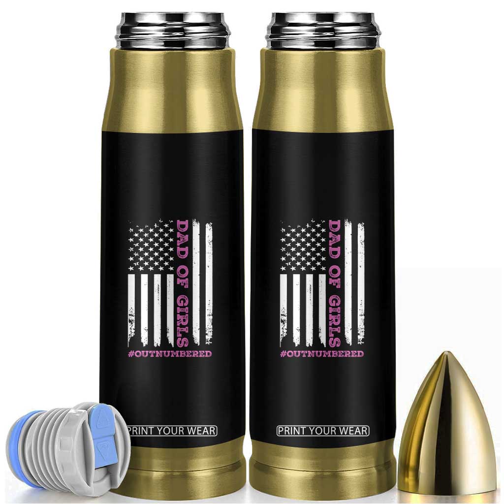 Funny Dad Of Girls Outnumbered Bullet Tumbler Vintage American Flag Father's Day TS11 Black Print Your Wear