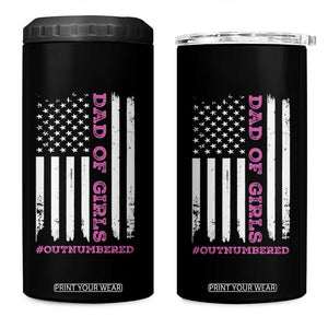 Funny Dad Of Girls Outnumbered 4 in 1 Can Cooler Tumbler Vintage American Flag Father's Day TS11 One Size: 16 oz Black Print Your Wear