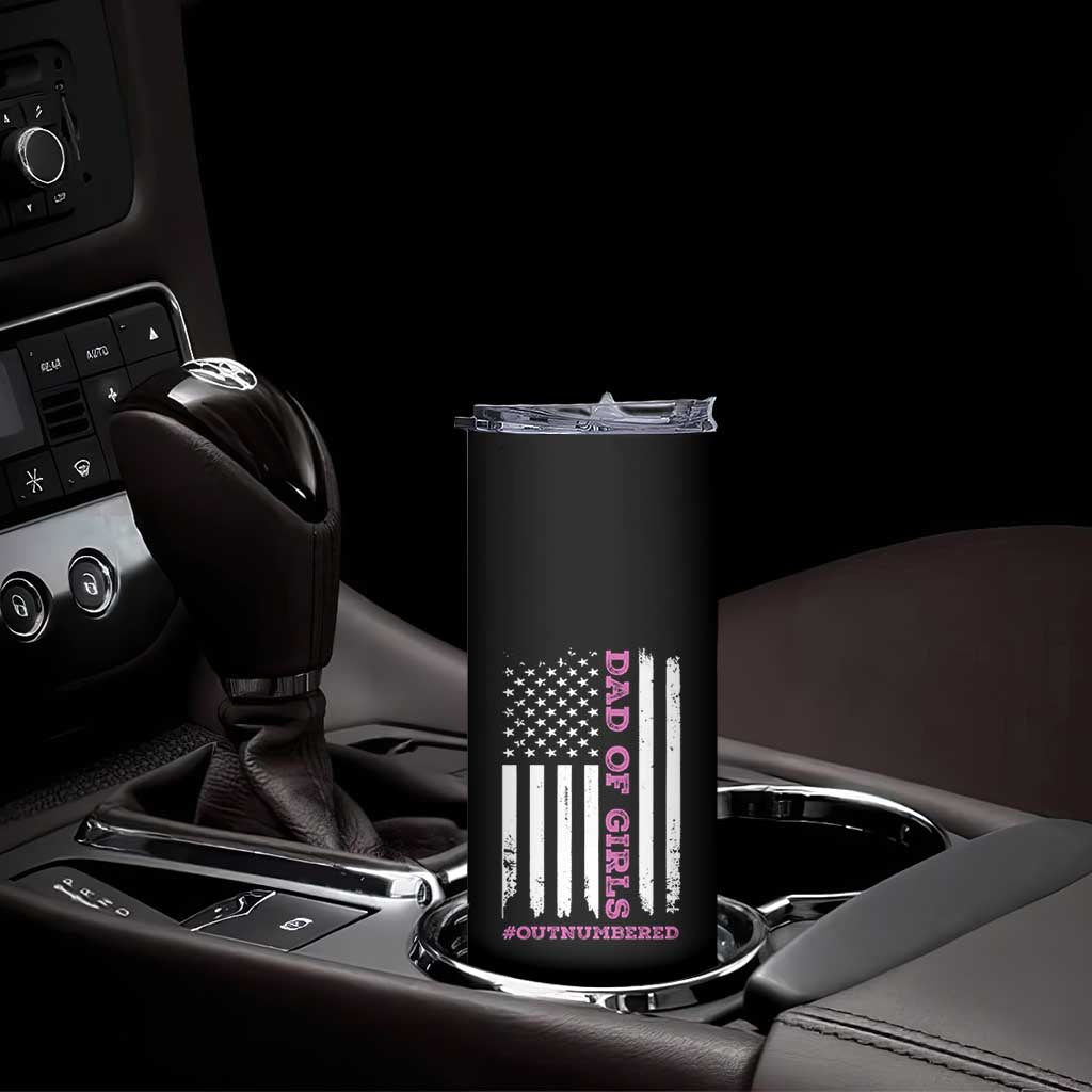 Funny Dad Of Girls Outnumbered Skinny Tumbler Vintage American Flag Father's Day TS11 Print Your Wear