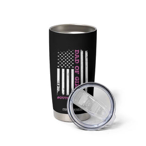 Funny Dad Of Girls Outnumbered Tumbler Cup Vintage American Flag Father's Day TS11 Print Your Wear
