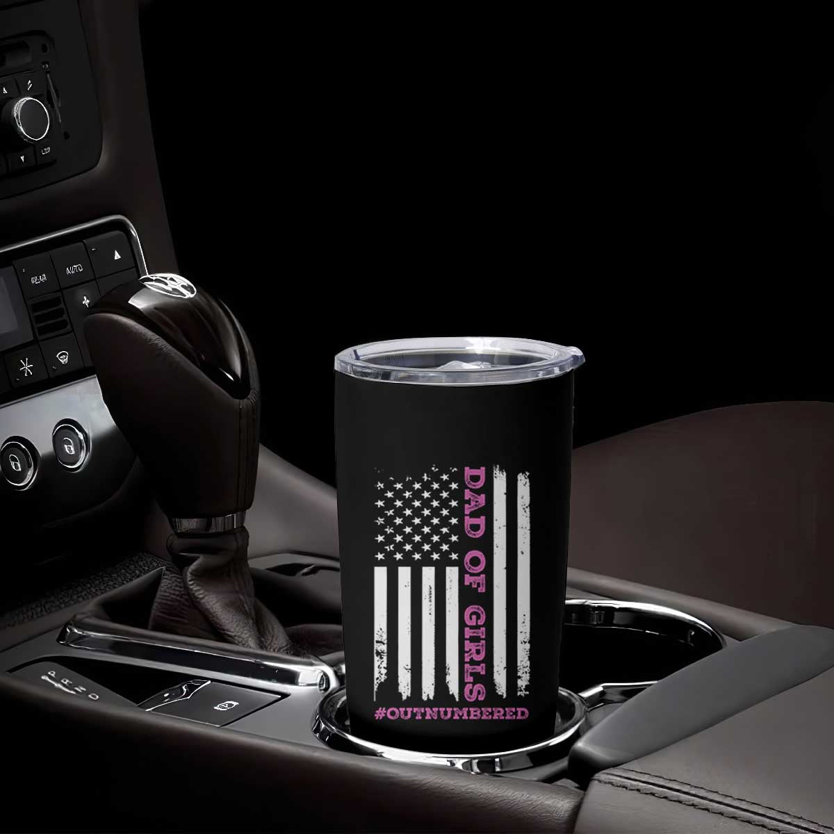 Funny Dad Of Girls Outnumbered Tumbler Cup Vintage American Flag Father's Day TS11 Print Your Wear