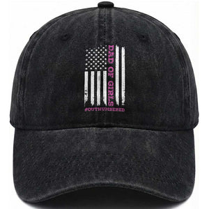 Funny Dad Of Girls Outnumbered Washed Cotton Baseball Cap Vintage American Flag Father's Day TS11 Print Your Wear