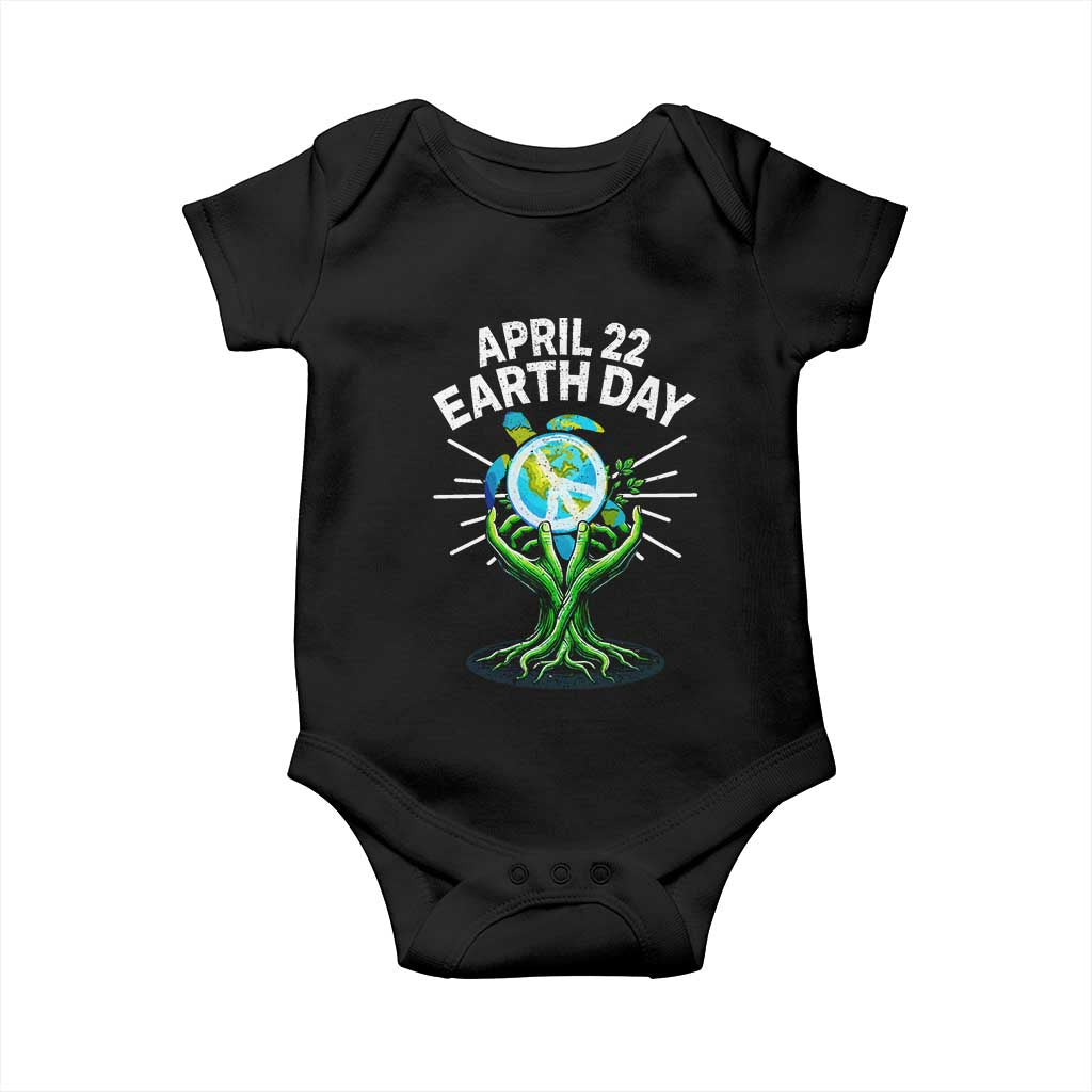 Happy Earth Day April 22 Baby Onesie Restore Earth Sea Turtle Tree Peace Sign TS11 Black Print Your Wear