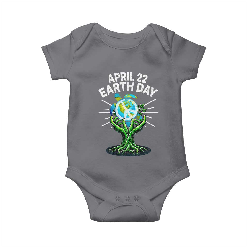 Happy Earth Day April 22 Baby Onesie Restore Earth Sea Turtle Tree Peace Sign TS11 Charcoal Print Your Wear