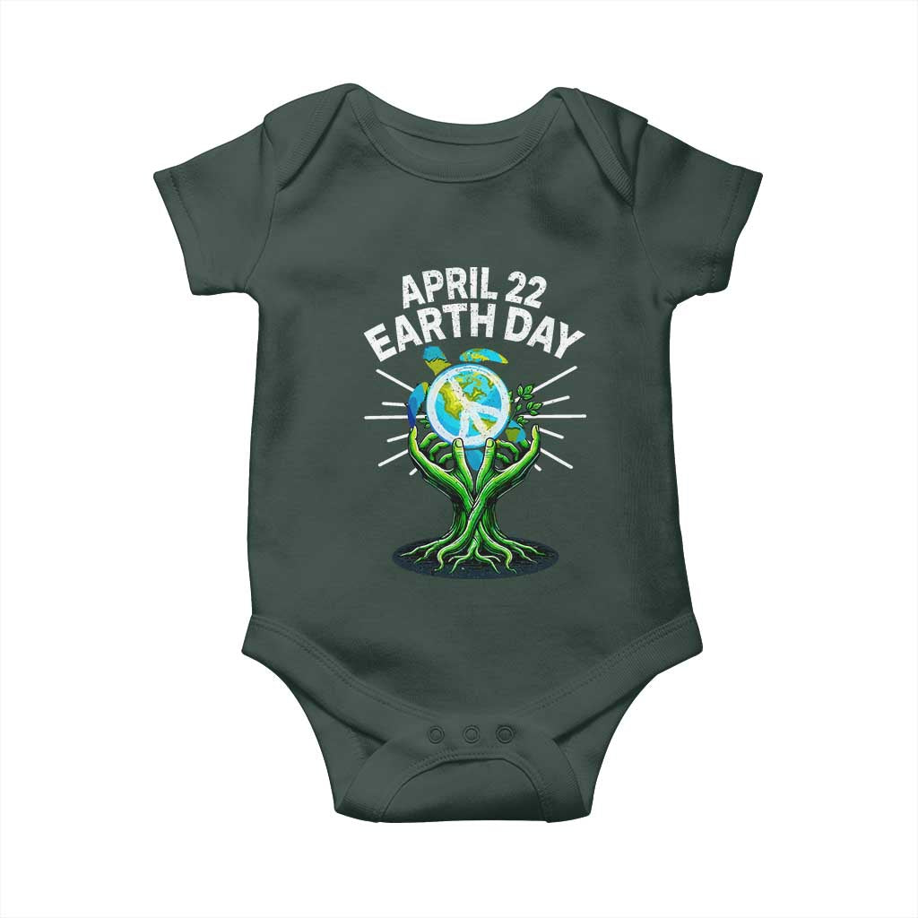 Happy Earth Day April 22 Baby Onesie Restore Earth Sea Turtle Tree Peace Sign TS11 Print Your Wear