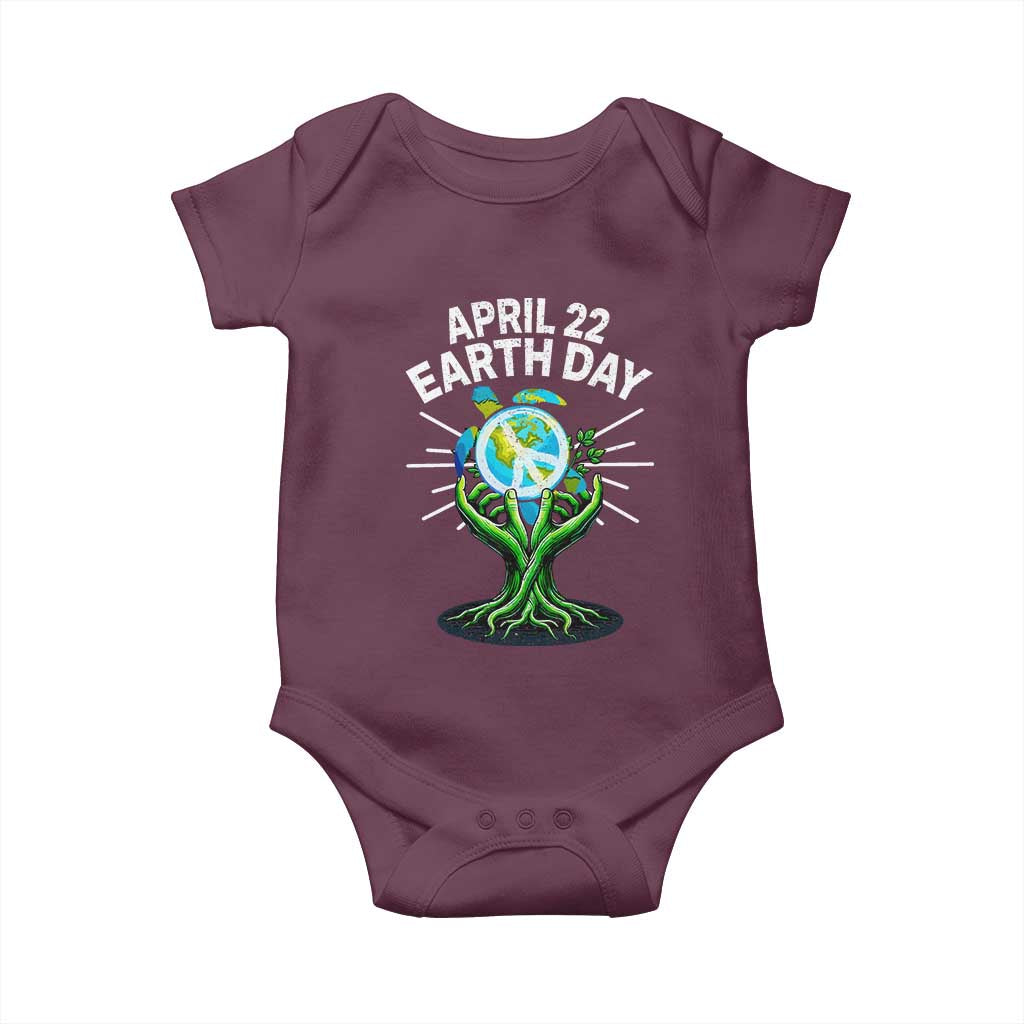 Happy Earth Day April 22 Baby Onesie Restore Earth Sea Turtle Tree Peace Sign TS11 Maroon Print Your Wear