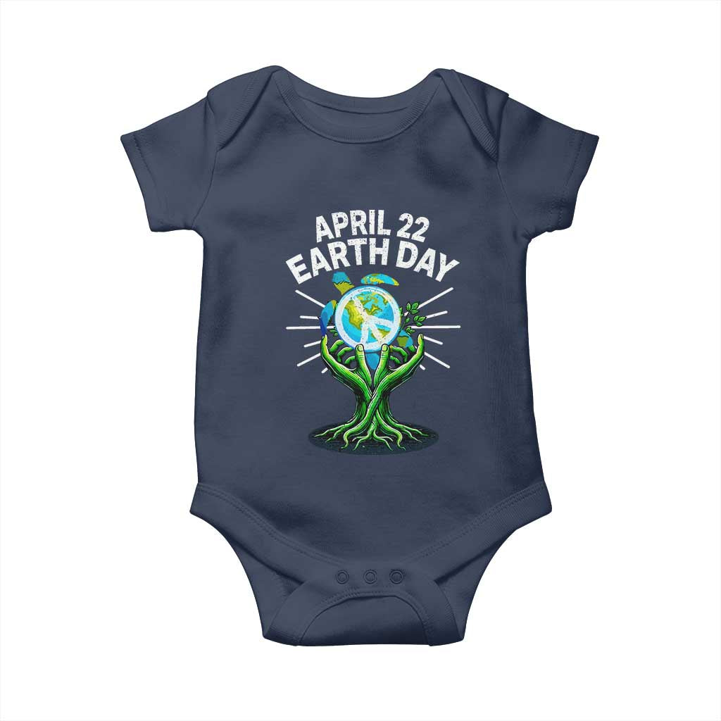 Happy Earth Day April 22 Baby Onesie Restore Earth Sea Turtle Tree Peace Sign TS11 Navy Print Your Wear