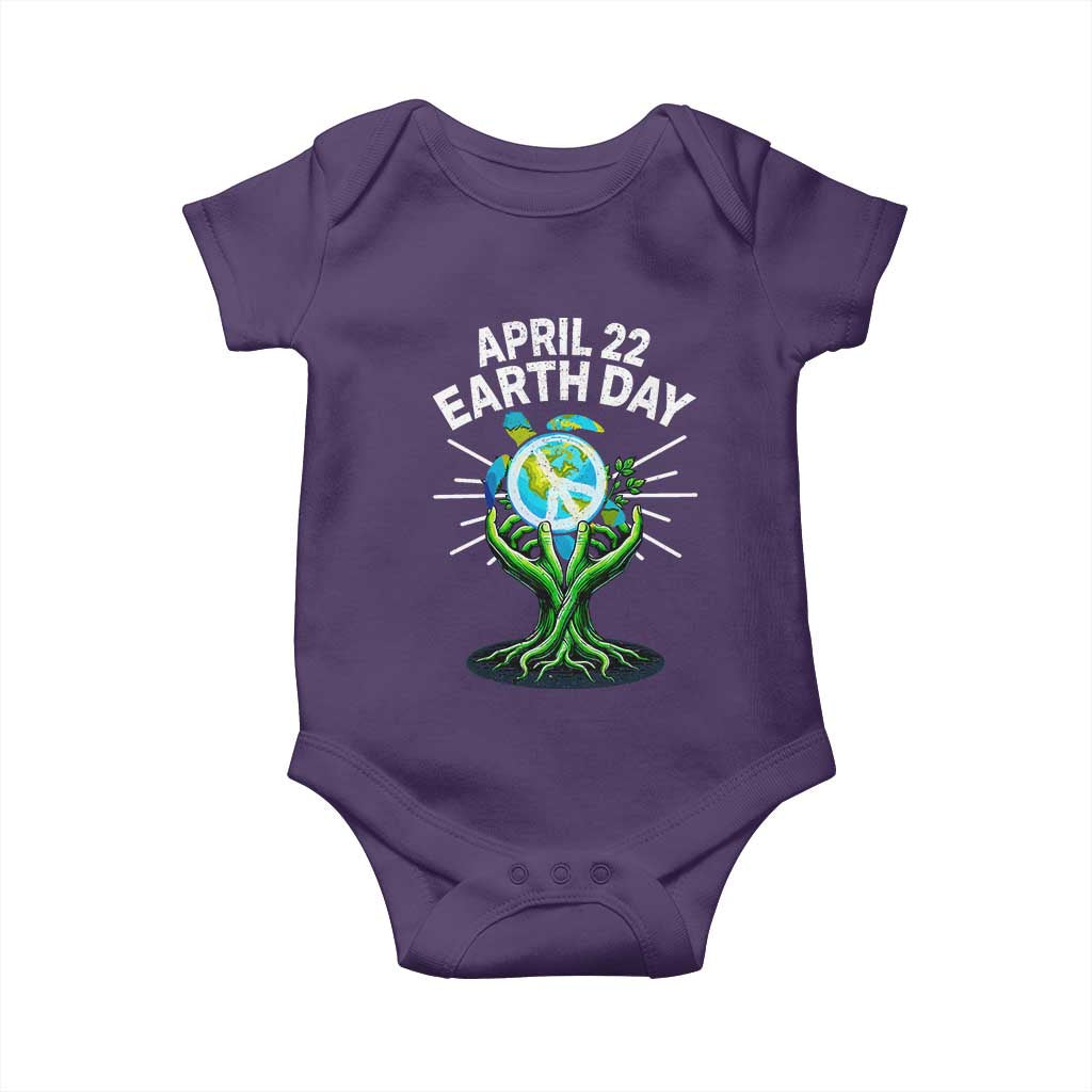 Happy Earth Day April 22 Baby Onesie Restore Earth Sea Turtle Tree Peace Sign TS11 Purple Print Your Wear